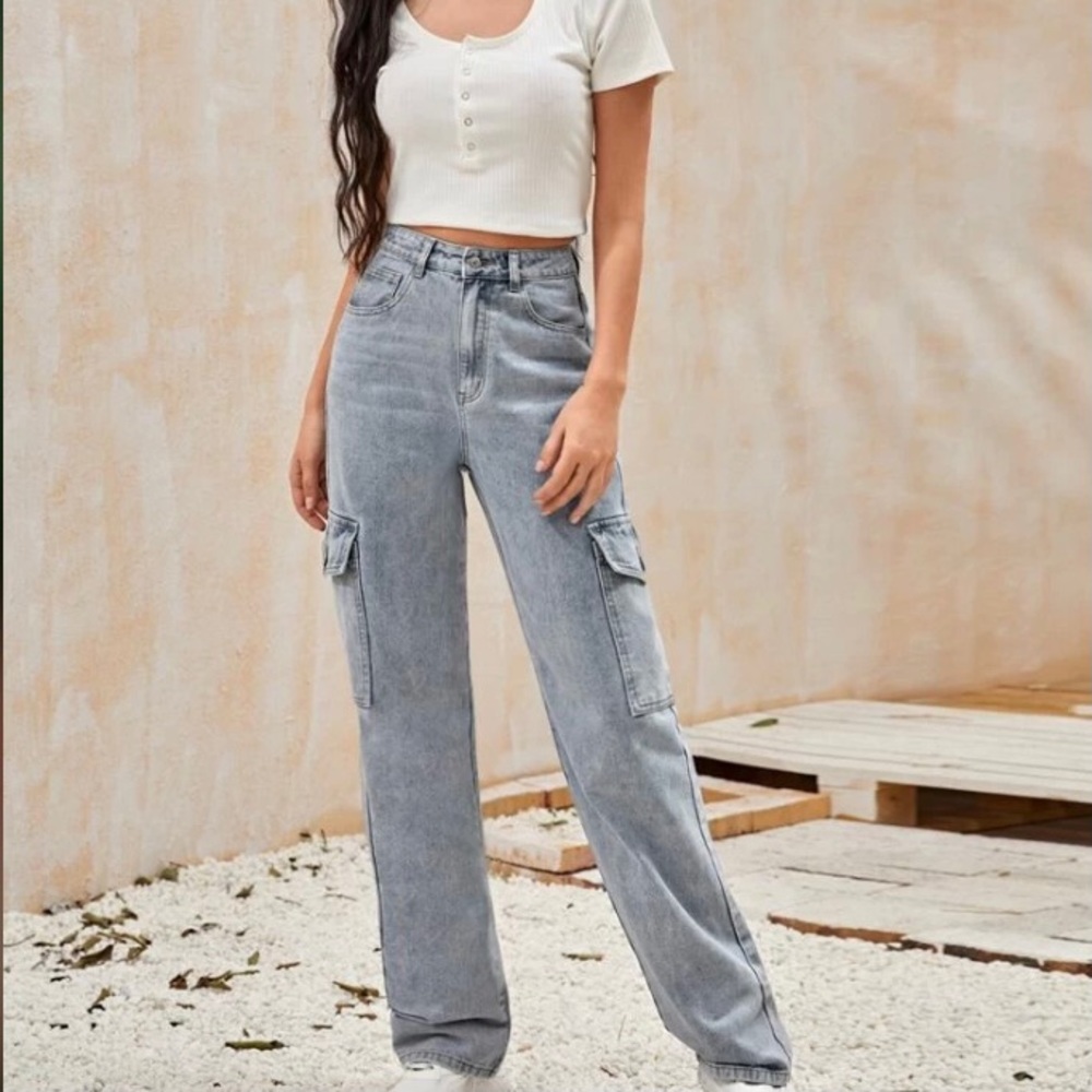 Baggy Flap Pocket Side Baggy Jeans